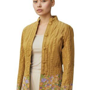 Kiko Comfortable 100 % Silk  Women’s Yellow Jacket Size S Brand Size # 45